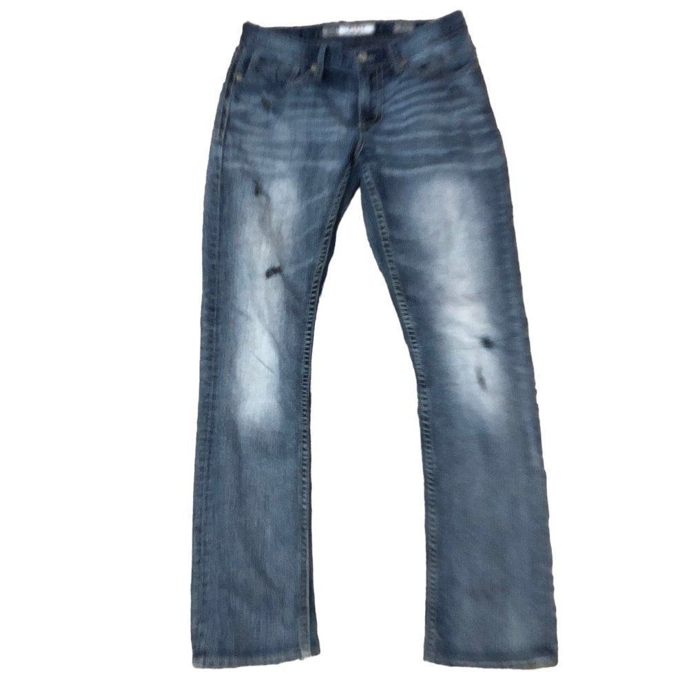 BKE BUCKLE Asher Distressed Straight Leg Denim Blue Jeans Men's Sz 32L